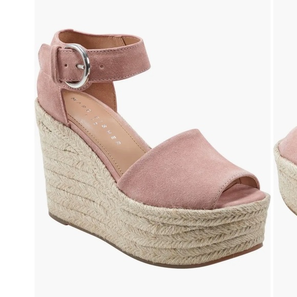 Marc Fisher Alita Platform Wedge Espadrille Sandal | Size 6.5 | Light Pink - Picture 1 of 9